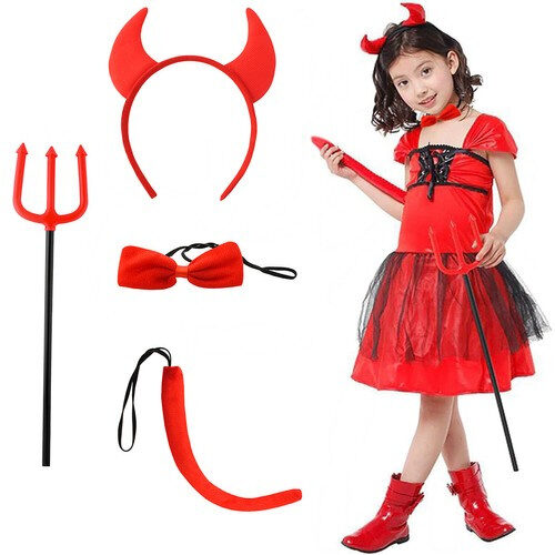 Devil Costume – 4-Piece Set for Girls